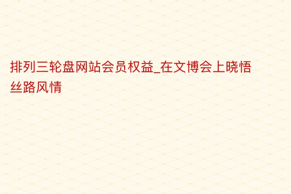 排列三轮盘网站会员权益_在文博会上晓悟丝路风情